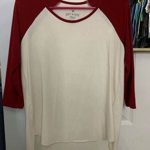 Red sleeve baseball tee